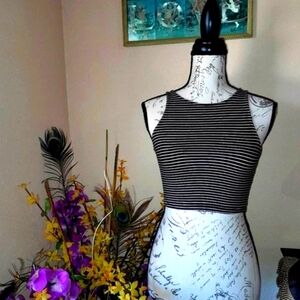 Forever 21 Soft Cotton Striped Bralette Crop Top Crop Tank